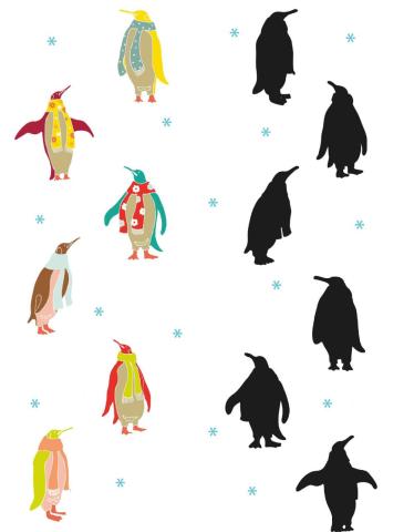 Unește fiecare pinguin cu umbra sa