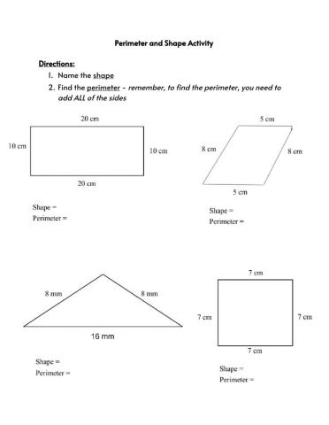 Perimeter and shape activity