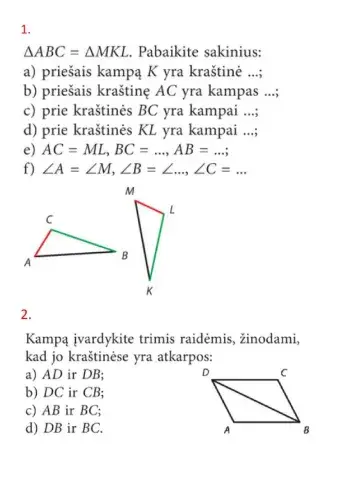 Trikampių lygumo požymiai