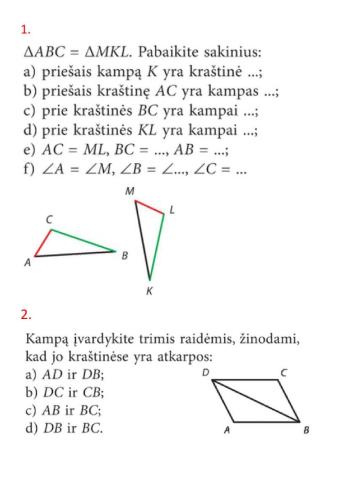 Trikampių lygumo požymiai