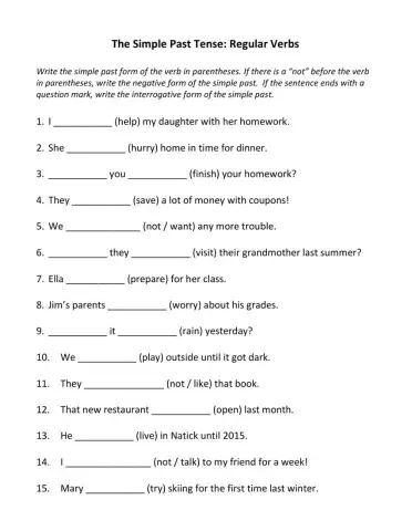 Simple past tense of regular verbs
