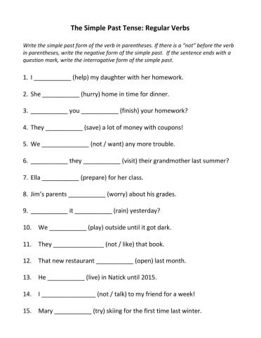 Simple past tense of regular verbs