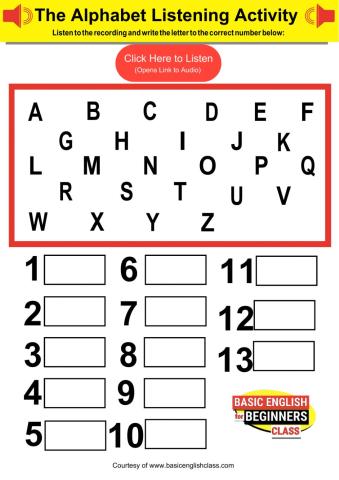 The Alphabet Listening Activity
