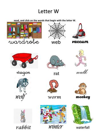 Read words with beginning W