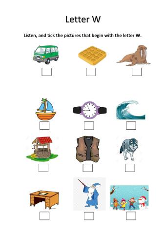 Listening: Words with beginning W