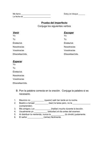El imperfecto