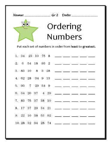 Ordering numbers to 100