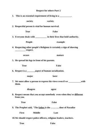 Respect for others part 2