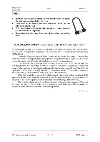 Matura B1 Reading matching half sentences