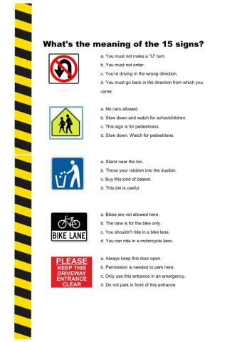 Meaning of the signs