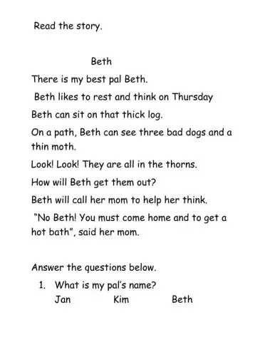 Reading Comprehension Passage Th