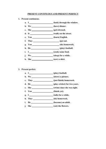 Present continuous and present perfect