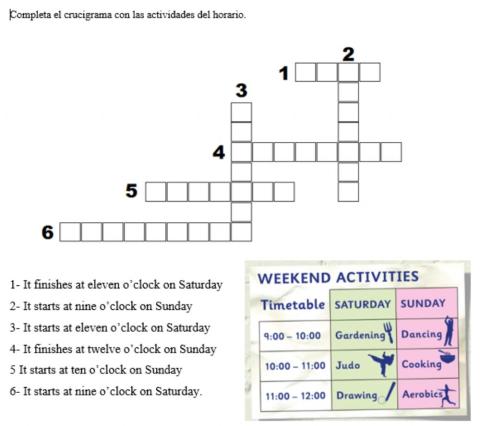 Activities crossword