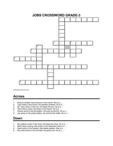 Jobs crossword grade -3