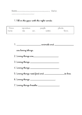 Characteristics of Living Things