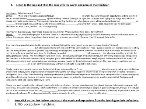 Audio (Gap Filling) + Vocabulary