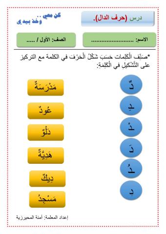 حرف الدال تصنيف