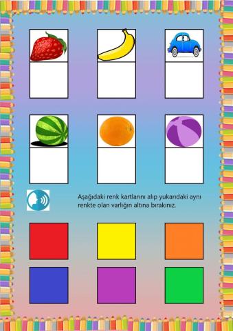 Okul Öncesi Renkler Çalışma Sayfası