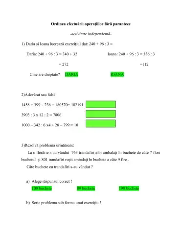 Ordinea efectuarii operațiilor