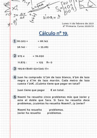 Cálculo semanal 19