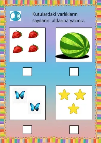 Okul Öncesi Sayılar Çalışma