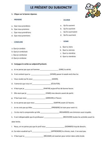 Le présent du subjonctif