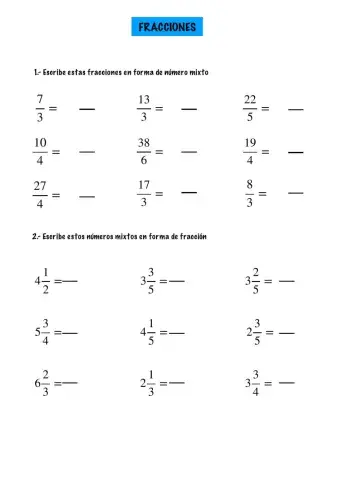 Fracciones impropias
