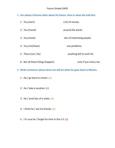 Future Simple Worksheet 1