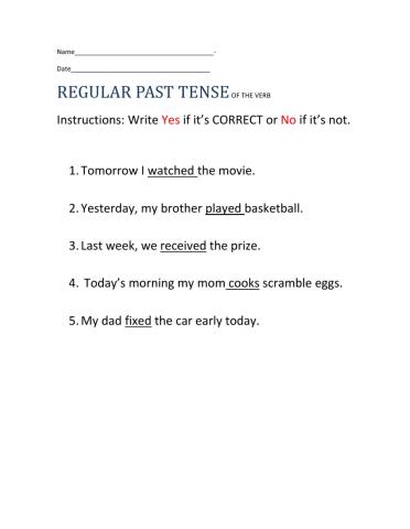 Regular Past Tense