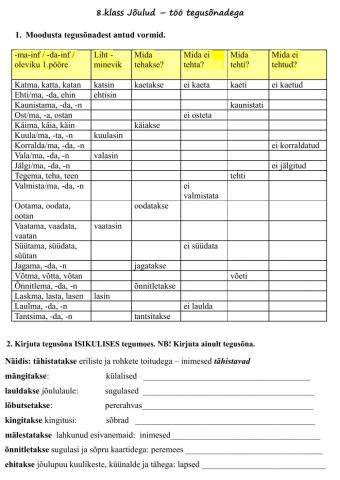 Tegusõnad - jõulud.