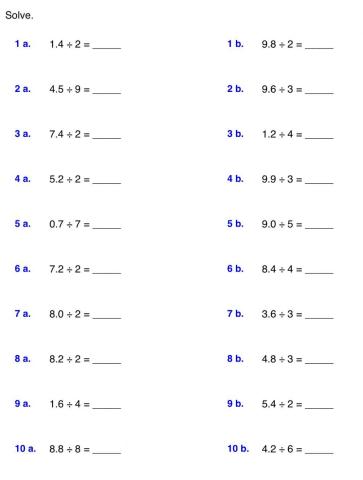 Dividing decimals