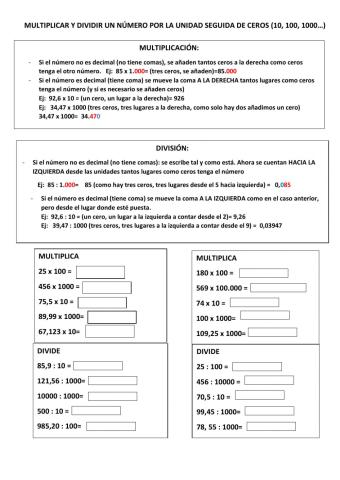 OPERACIONES CON UNIDAD SEGUIDA DE CEROS