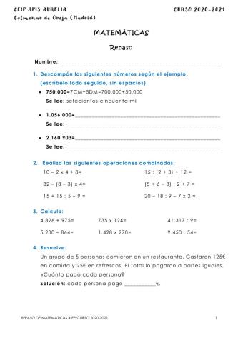 Repaso de matemáticas