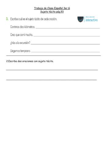 Español 3G-Sujeto tácito