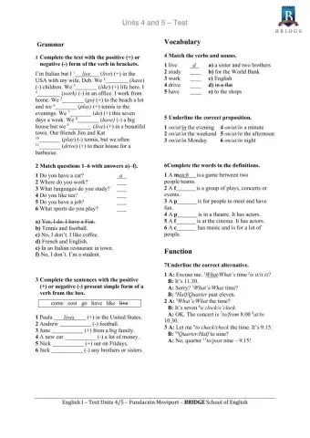 Speakout starter units 4 and 5 TEST