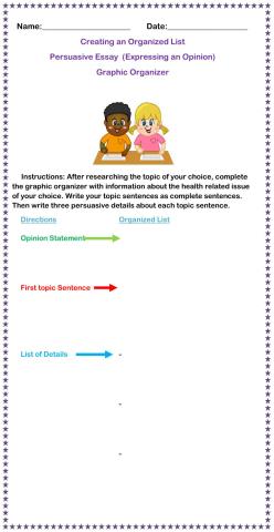 Persuasive Essay Graphic Organizer