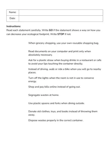 My Ecological Footprint