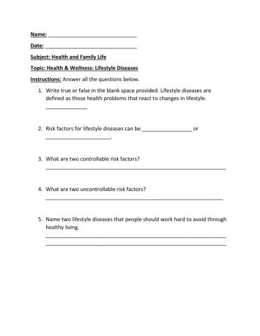 Health & Wellness and Lifestyle Diseases