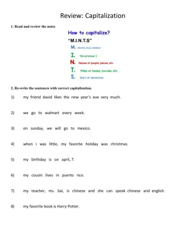 Capitalization Practice