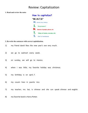 Capitalization Practice