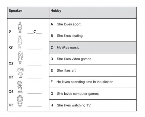 Choose the correct hobby