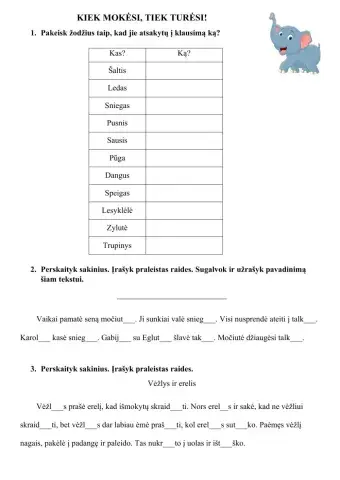 Lietuvių kalba Į ką? i-y