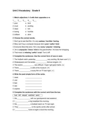 Unit 3 vocabulary Grade 6