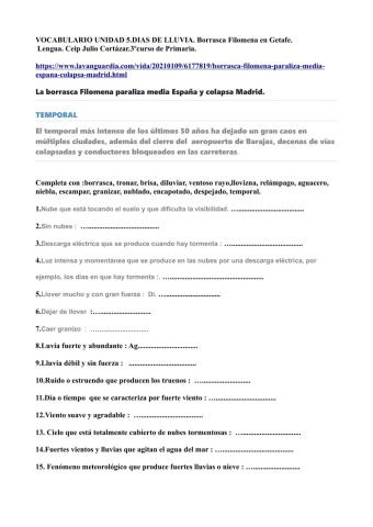 Vocabulari clima y tiempo atmósferico