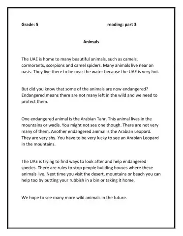 Reading endangered animals