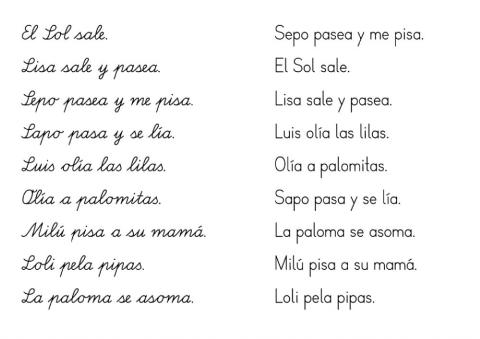 Lectura, une las oraciones iguales