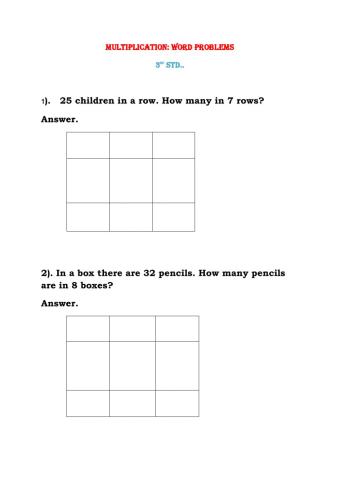 Multiplication : Word Problems