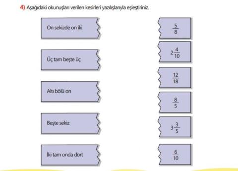 Kesirler Eşleştirme