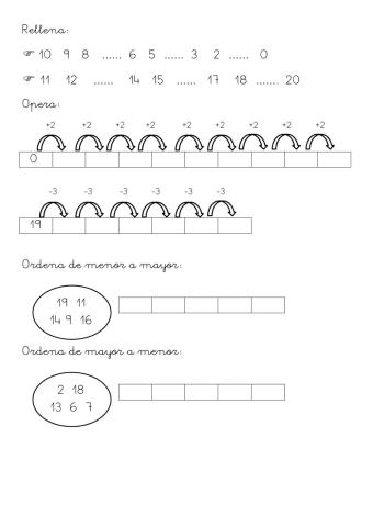 Series numéricas del 0 al 19