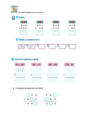 Sumas y restas sin llevar